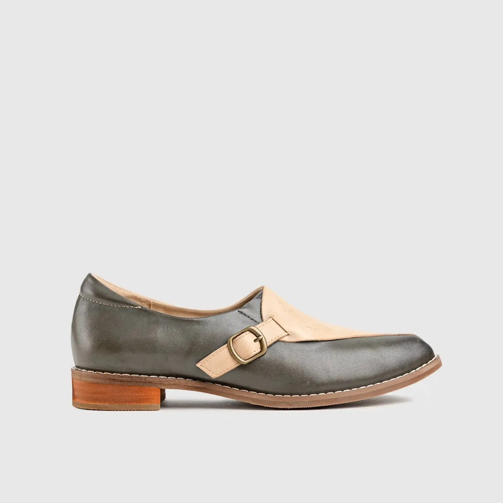 Leather Oxfords Grey/White HA007