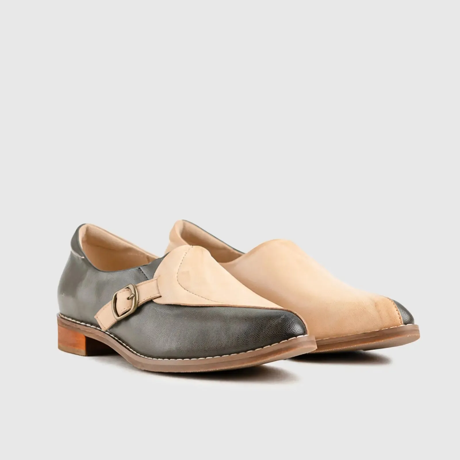 Leather Oxfords Grey/White HA007