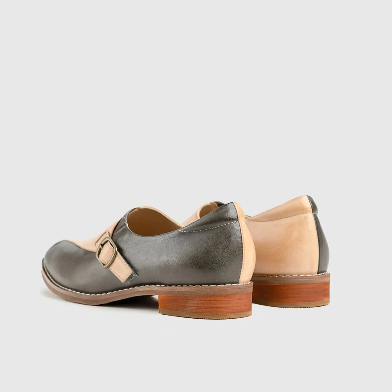 Leather Oxfords Grey/White HA007
