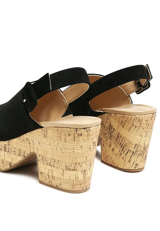 Leather Sling Back Platform Sandal