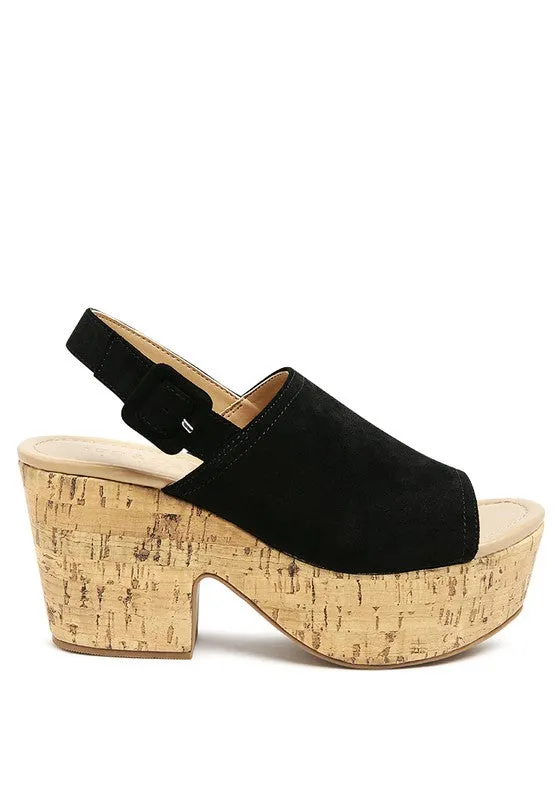 Leather Sling Back Platform Sandal