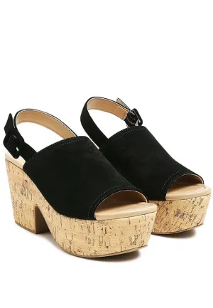 Leather Sling Back Platform Sandal
