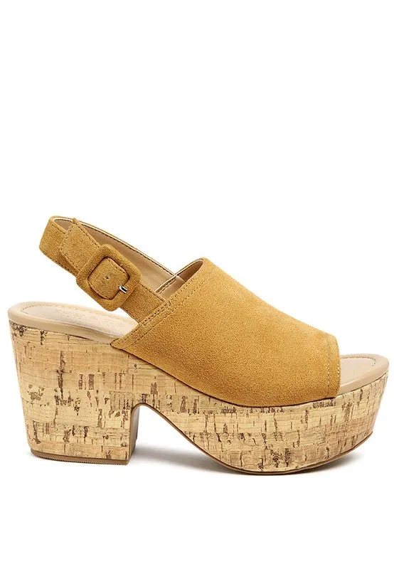 Leather Sling Back Platform Sandal