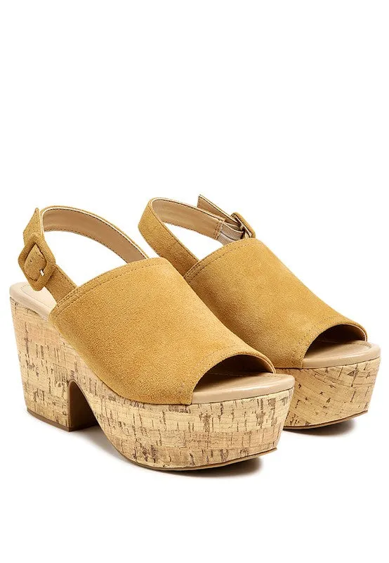 Leather Sling Back Platform Sandal