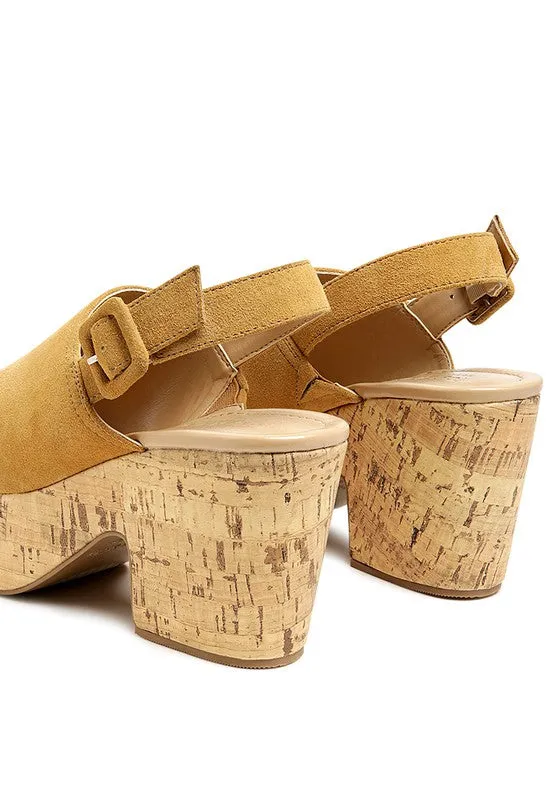 Leather Sling Back Platform Sandal