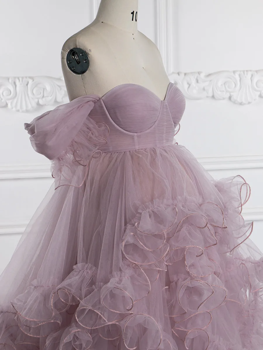 Maternity Dress for Photo Shoot Tulle Ruffle Maternity Gown Baby Shower Photoshoot Dress YW243160