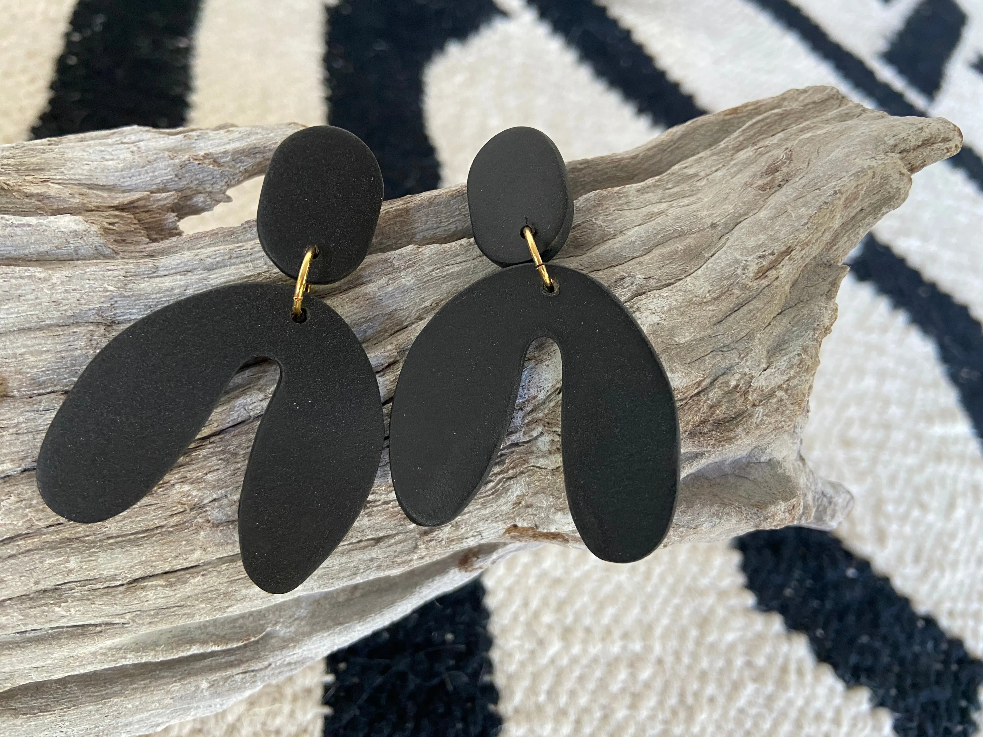 Matte Black Clay Earrings