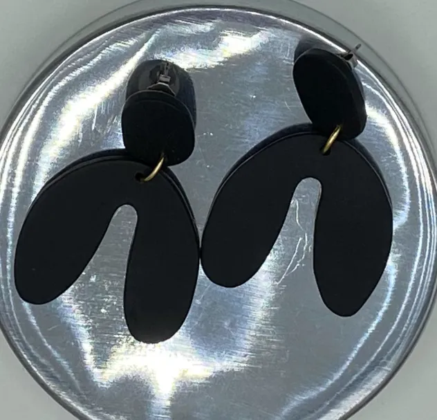 Matte Black Clay Earrings
