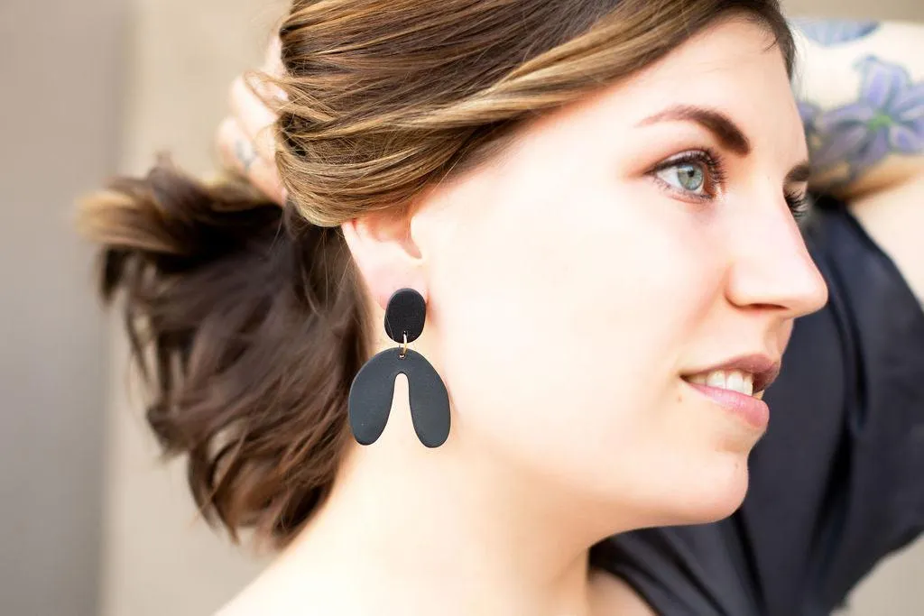 Matte Black Clay Earrings