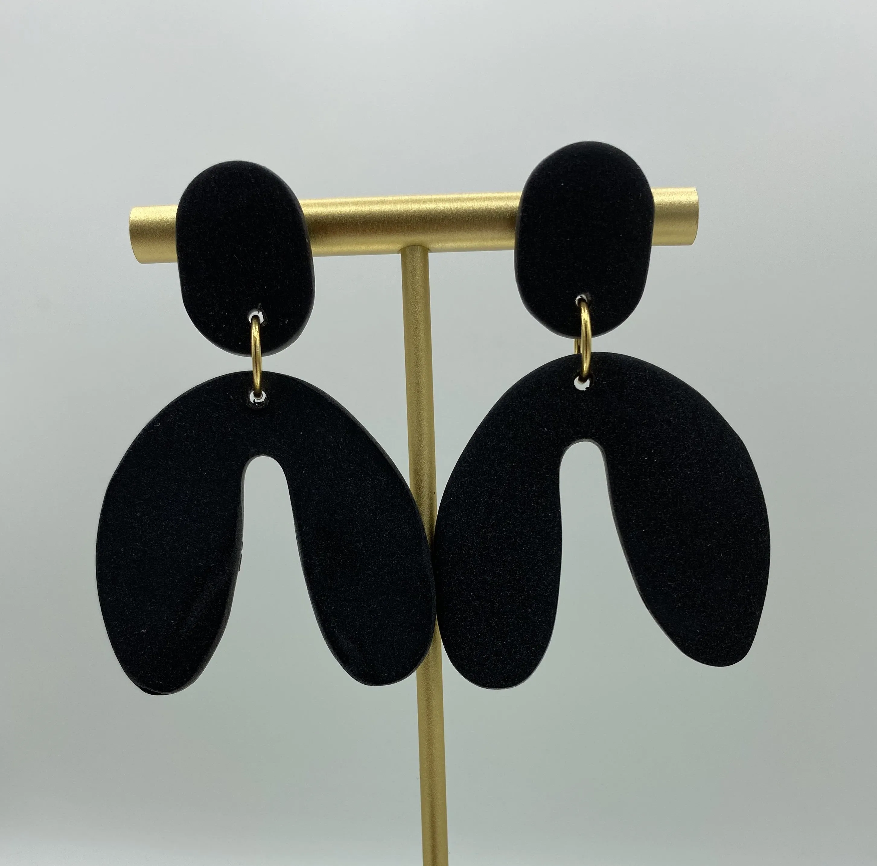 Matte Black Clay Earrings