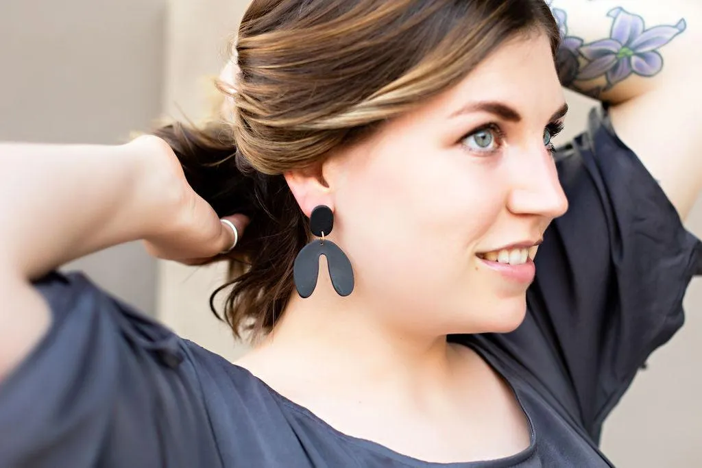Matte Black Clay Earrings