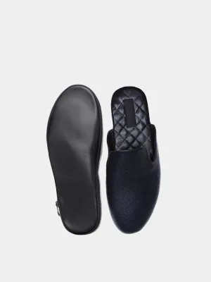 Men's  blue travel slippers with case Model 1216 Flotar Leather