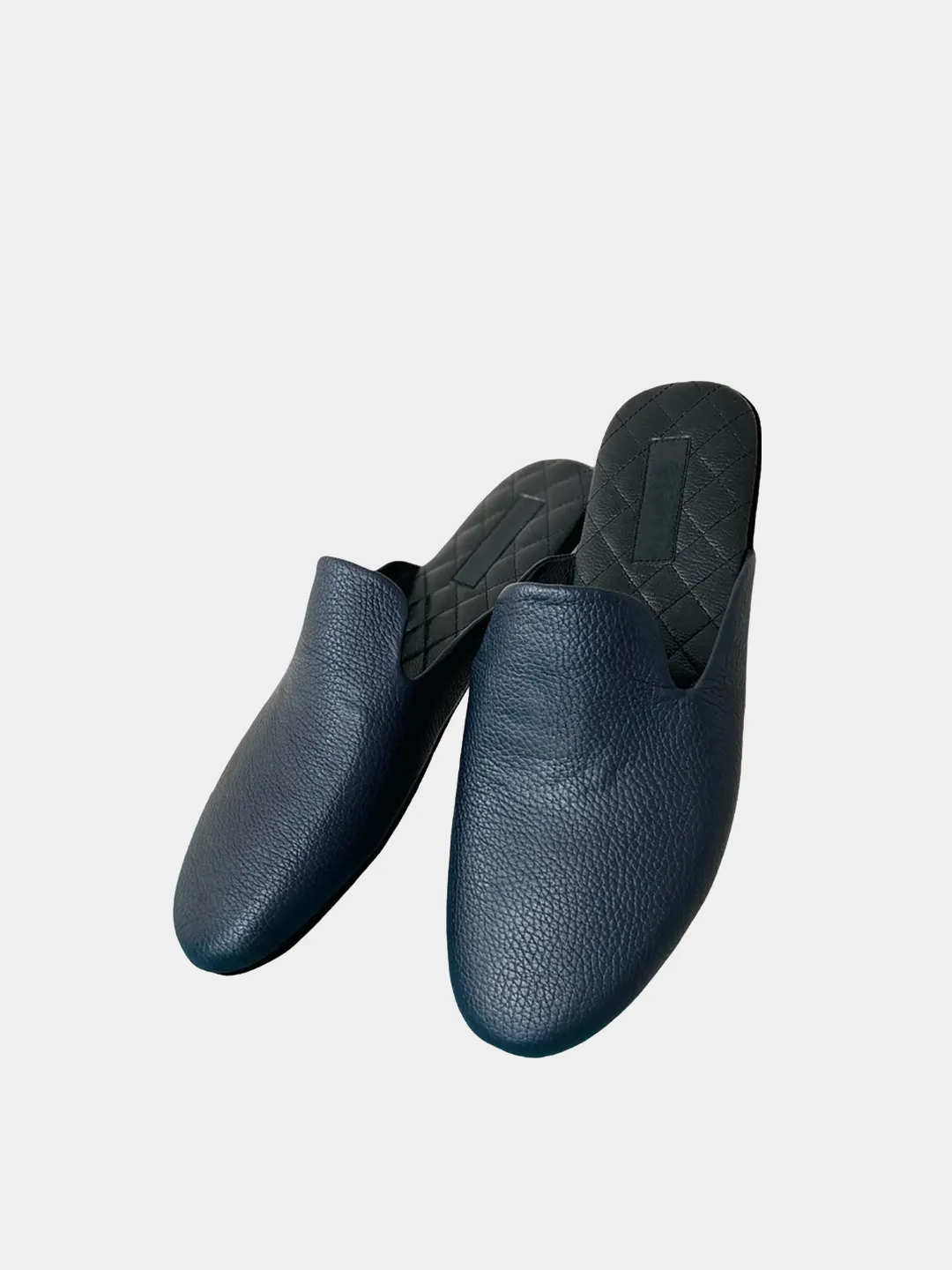 Men's  blue travel slippers with case Model 1216 Flotar Leather