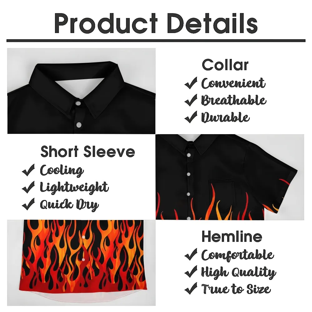 Men's Flame Print Stylish Vacation Hawaiian Shirt 2305105729