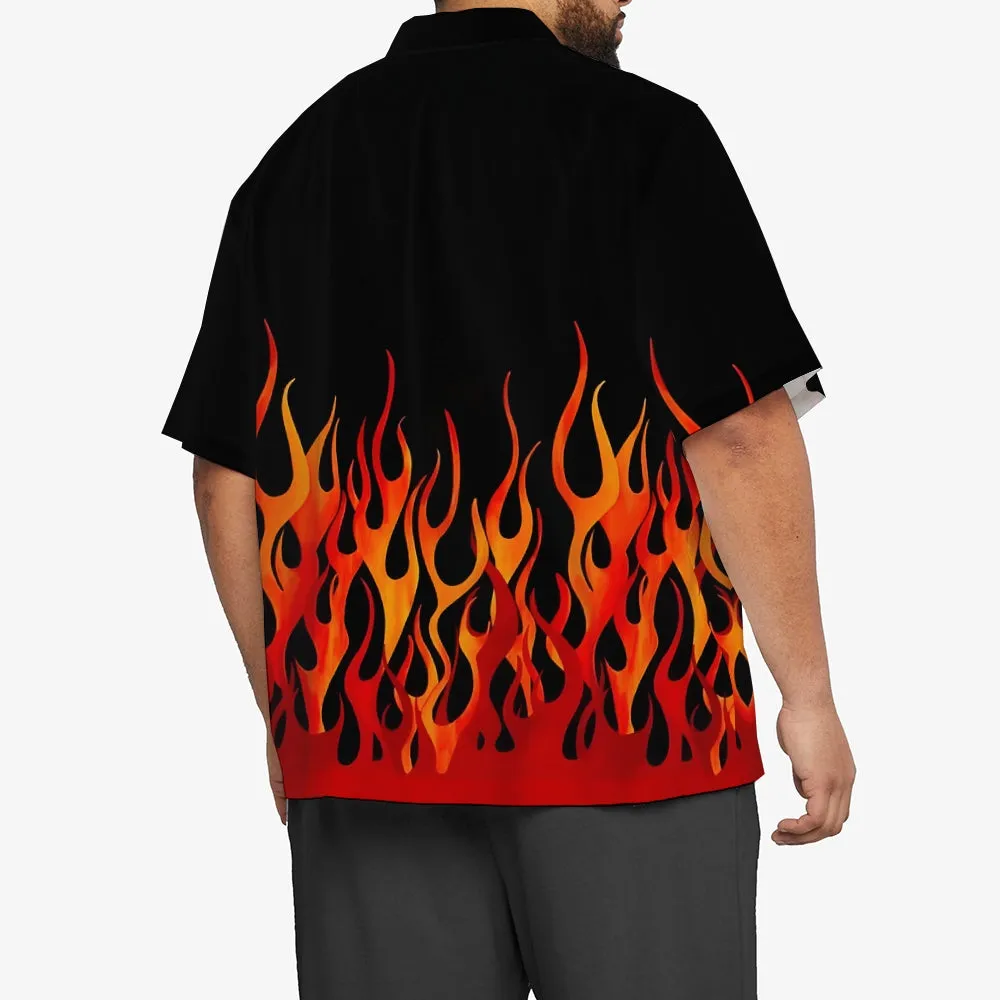 Men's Flame Print Stylish Vacation Hawaiian Shirt 2305105729
