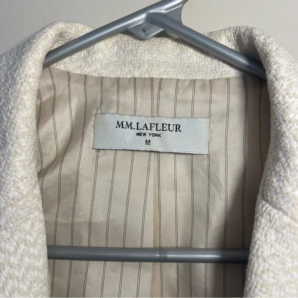 M.M. LaFleur Cream Cotton Blend Chevron Button Blazer Size 14