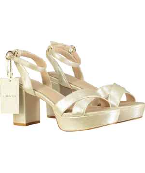 Monsoon Cream Pearlised Platform Heeled Sandals UK 5 EU 38 👠