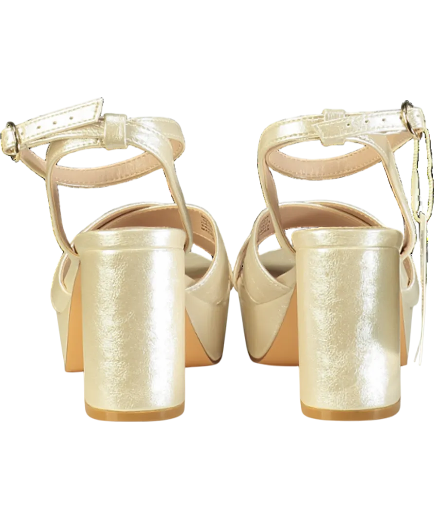 Monsoon Cream Pearlised Platform Heeled Sandals UK 5 EU 38 👠