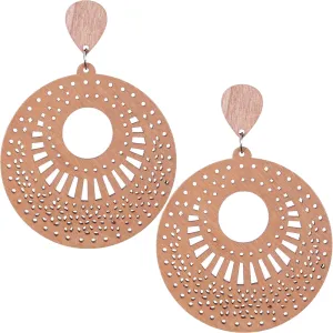Natural Brown Large Round Cutout Earrings