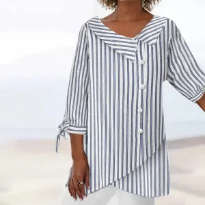 NEW Retails $85 Bovuf Chic 3/4 Sleeve Striped Top Sz XL