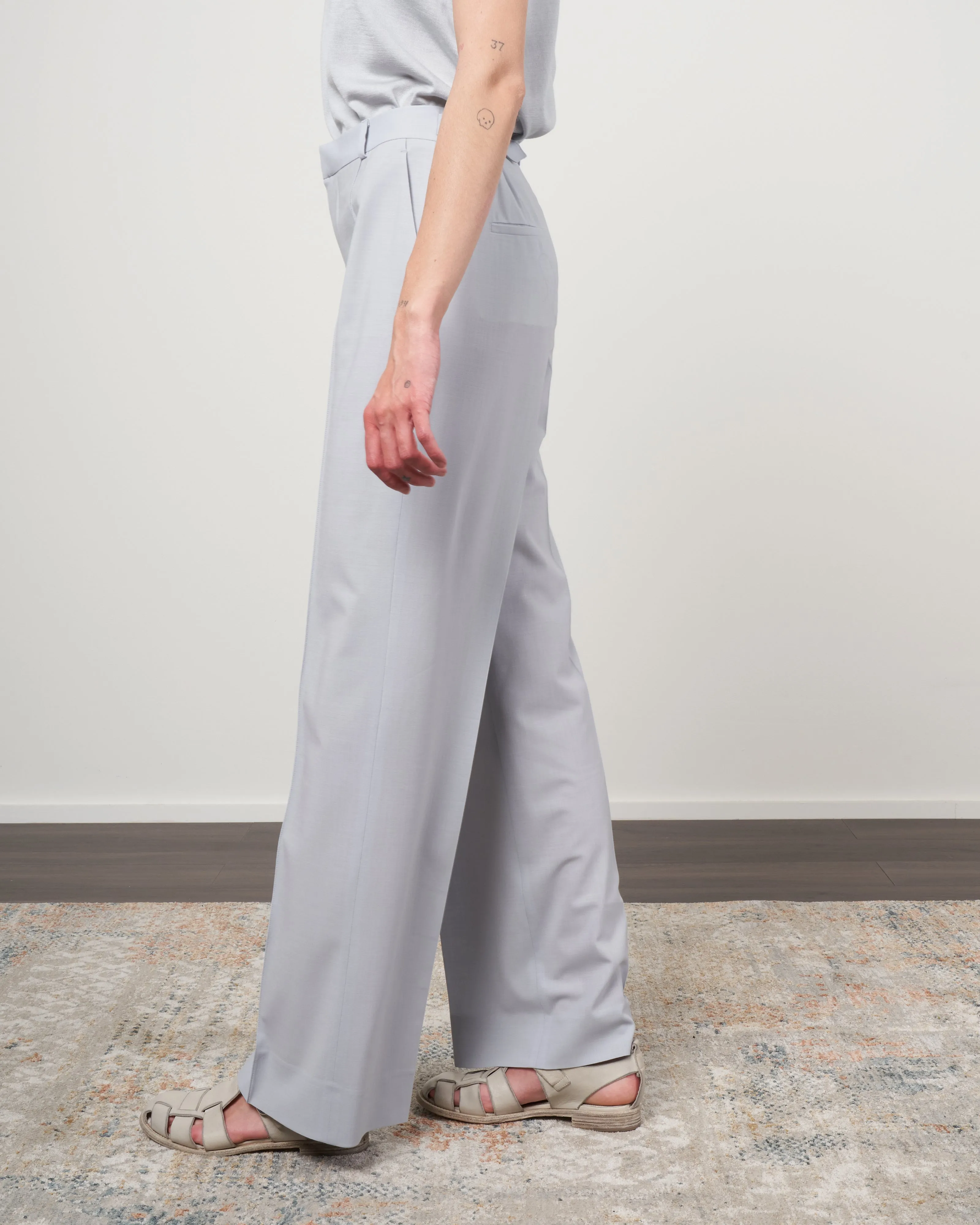 nicolette flat front pant - icy blue
