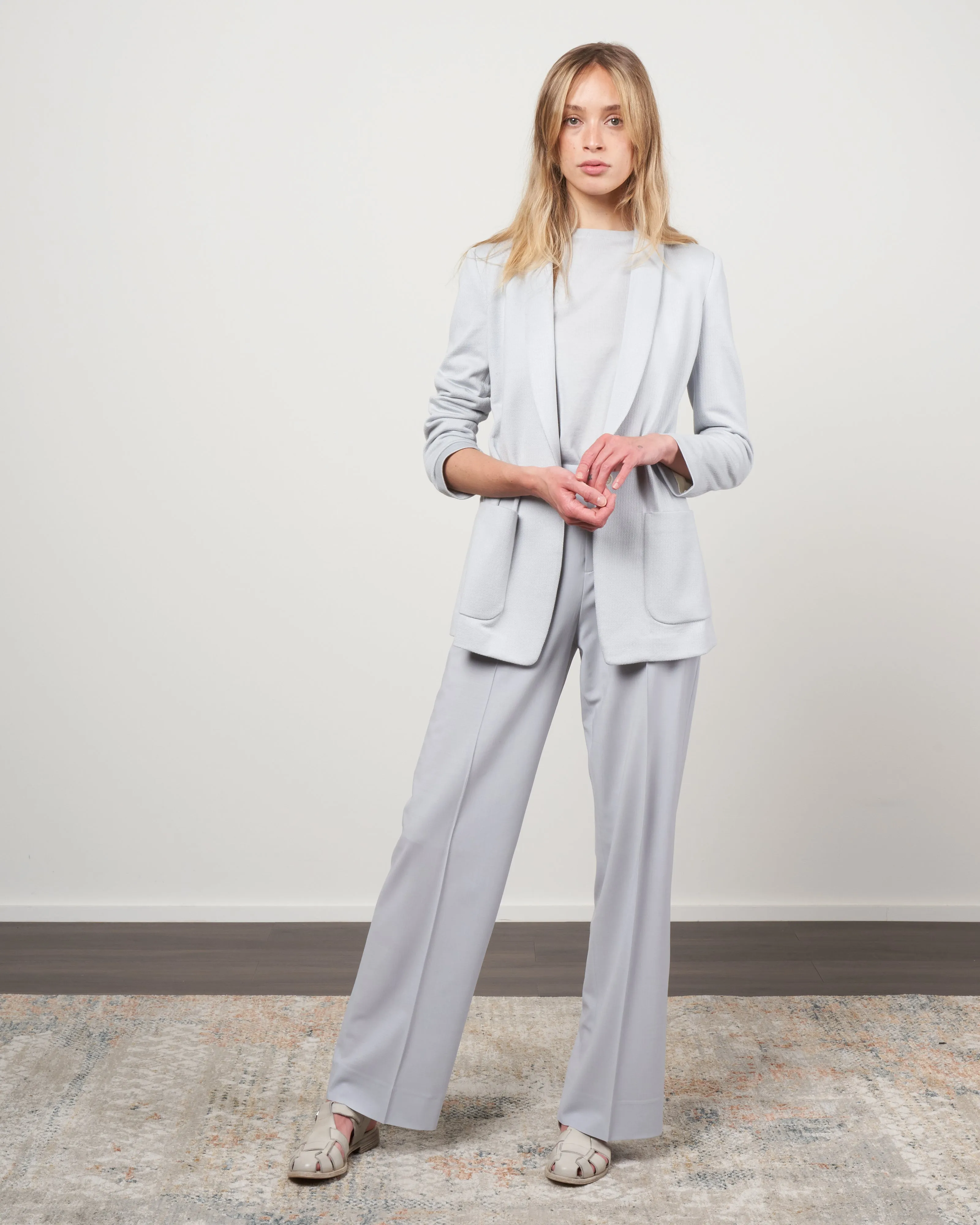 nicolette flat front pant - icy blue