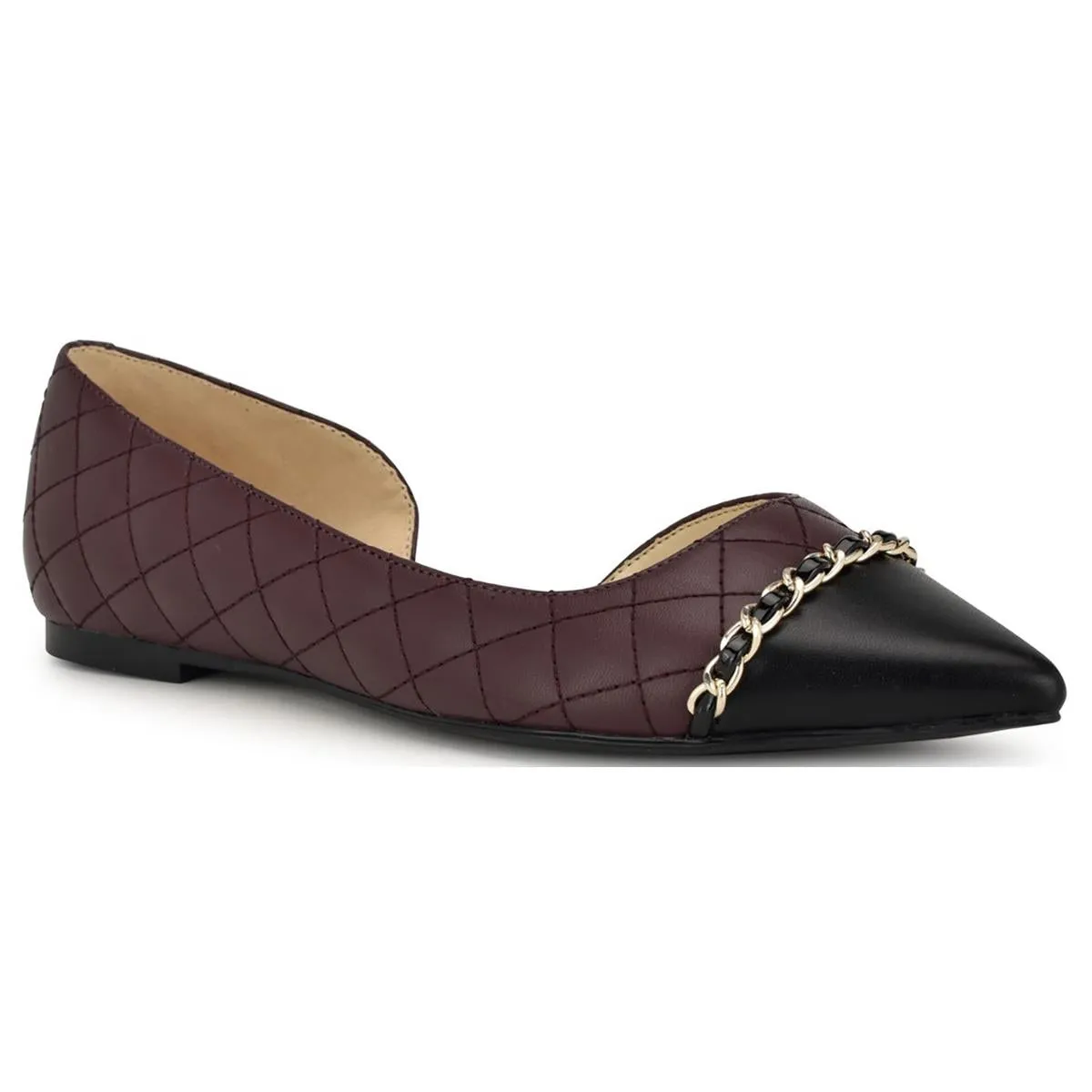 Nine West Womens Breza Quilted Faux Leather Flat Shoes