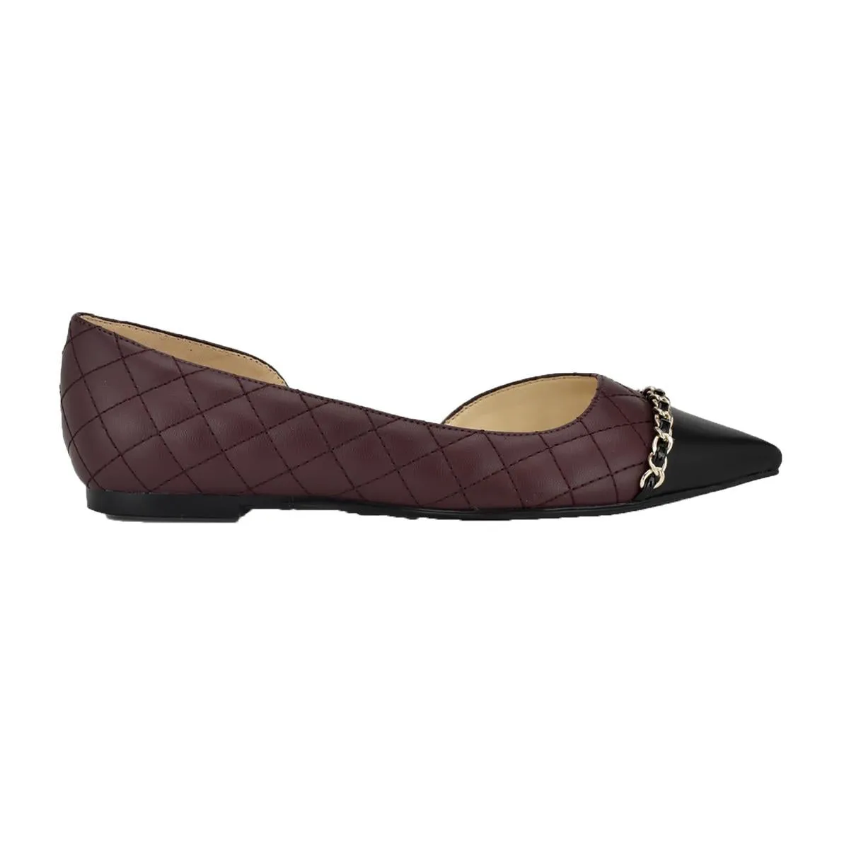 Nine West Womens Breza Quilted Faux Leather Flat Shoes