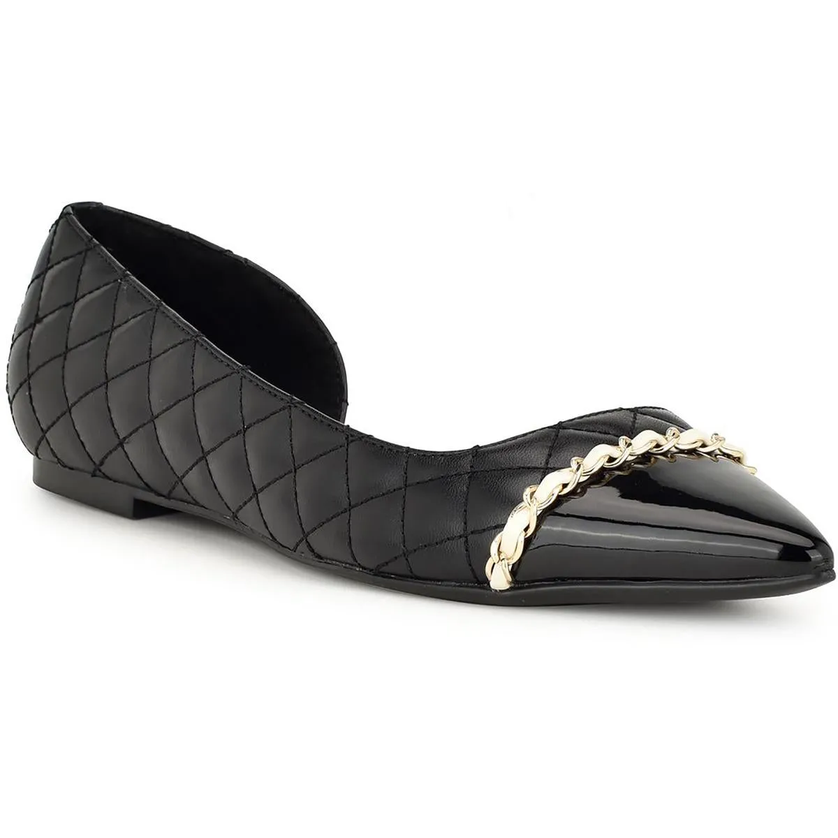 Nine West Womens Breza Quilted Faux Leather Flat Shoes
