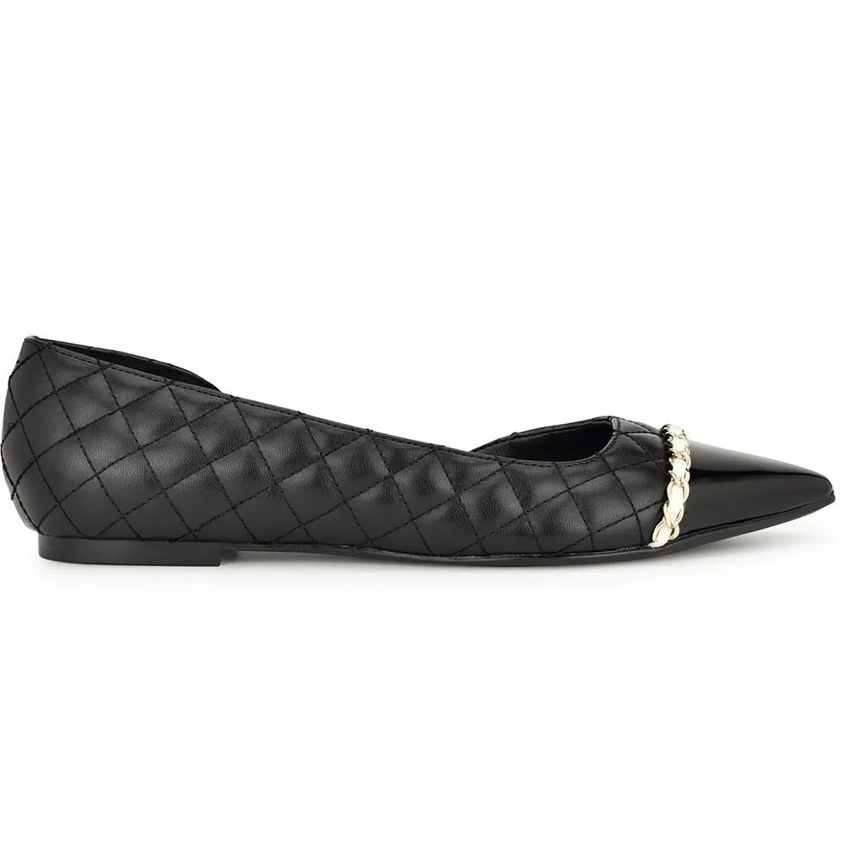 Nine West Womens Breza Quilted Faux Leather Flat Shoes
