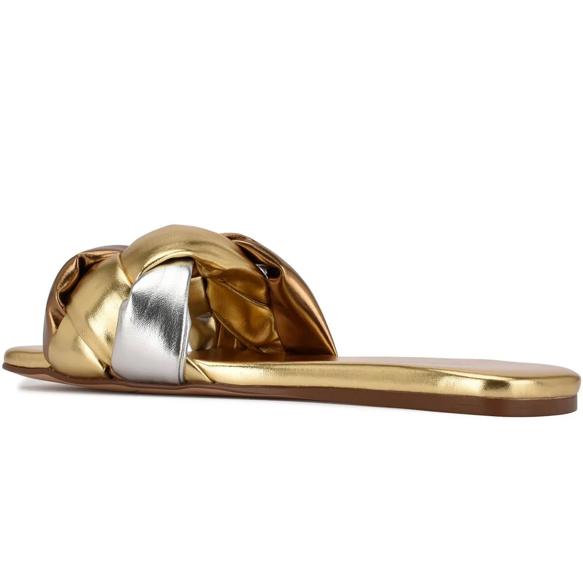 Nine West Womens LULA 3 Faux Leather Slip On Slide Sandals