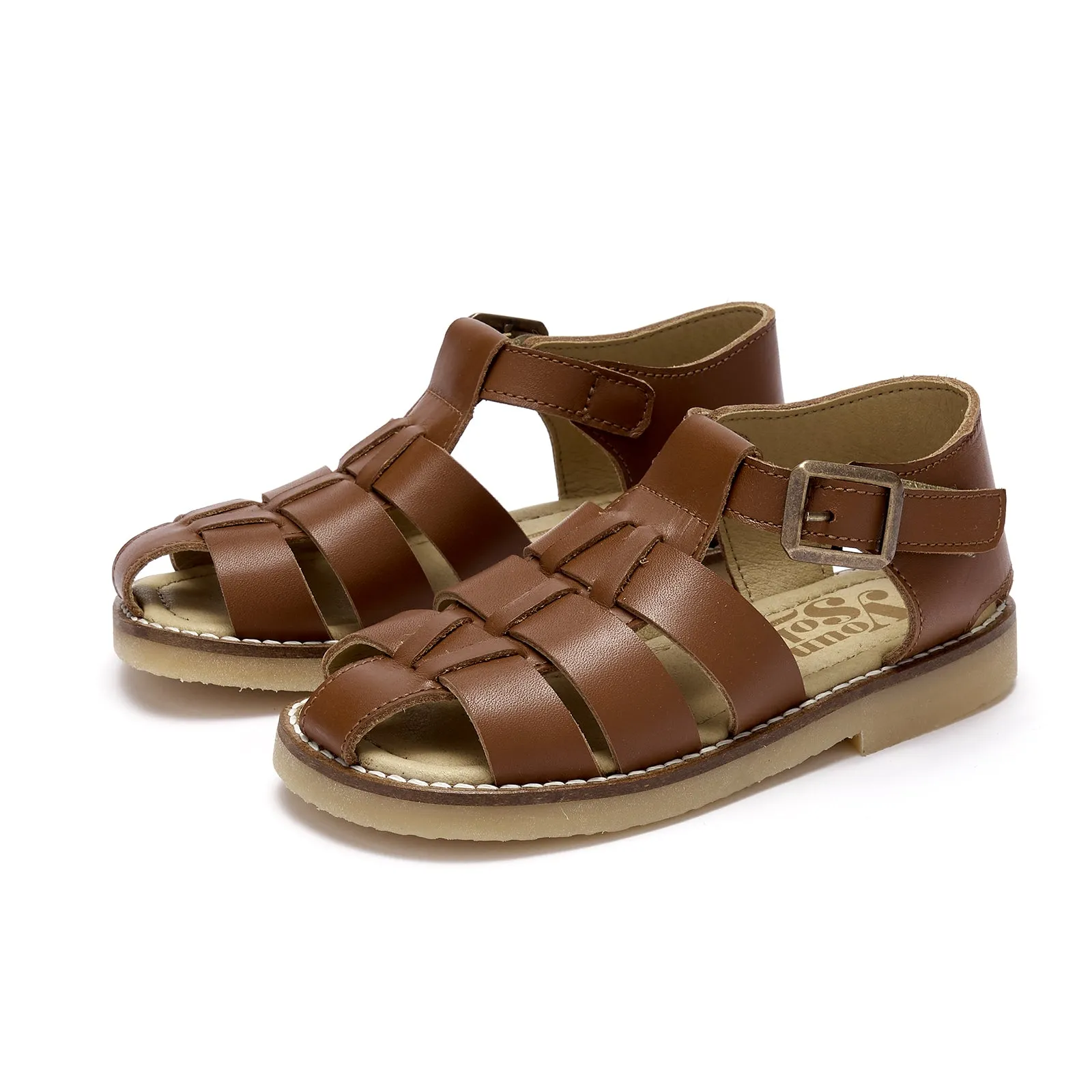 Noah Leather Strap Fisherman Sandals (Chestnut Brown)