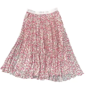 NWT 1. State pink Floral pleated full midi Skirt size L $89 100% polyester