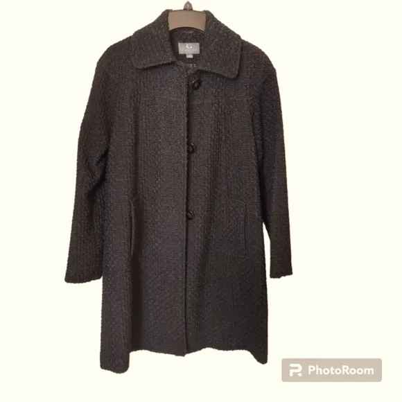NWT Ladies Gallery New York Classic Black Coat Stylish Single Brested Pe…