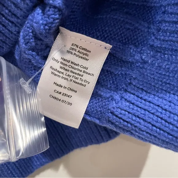 NWT Talbots Women’s Plus Petite Super-soft Cable Knit Sweater, Royal Blue, 2Xp