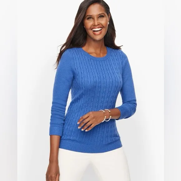 NWT Talbots Women’s Plus Petite Super-soft Cable Knit Sweater, Royal Blue, 2Xp
