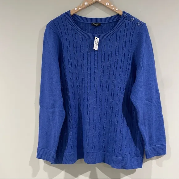 NWT Talbots Women’s Plus Petite Super-soft Cable Knit Sweater, Royal Blue, 2Xp