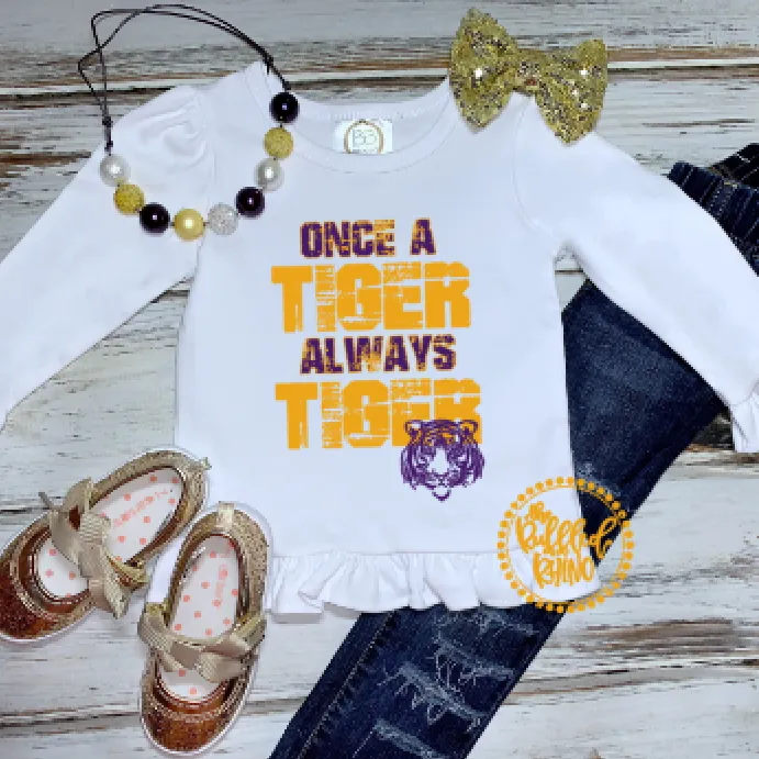 Once A...Always A..White Ruffle Tee (Any Team)