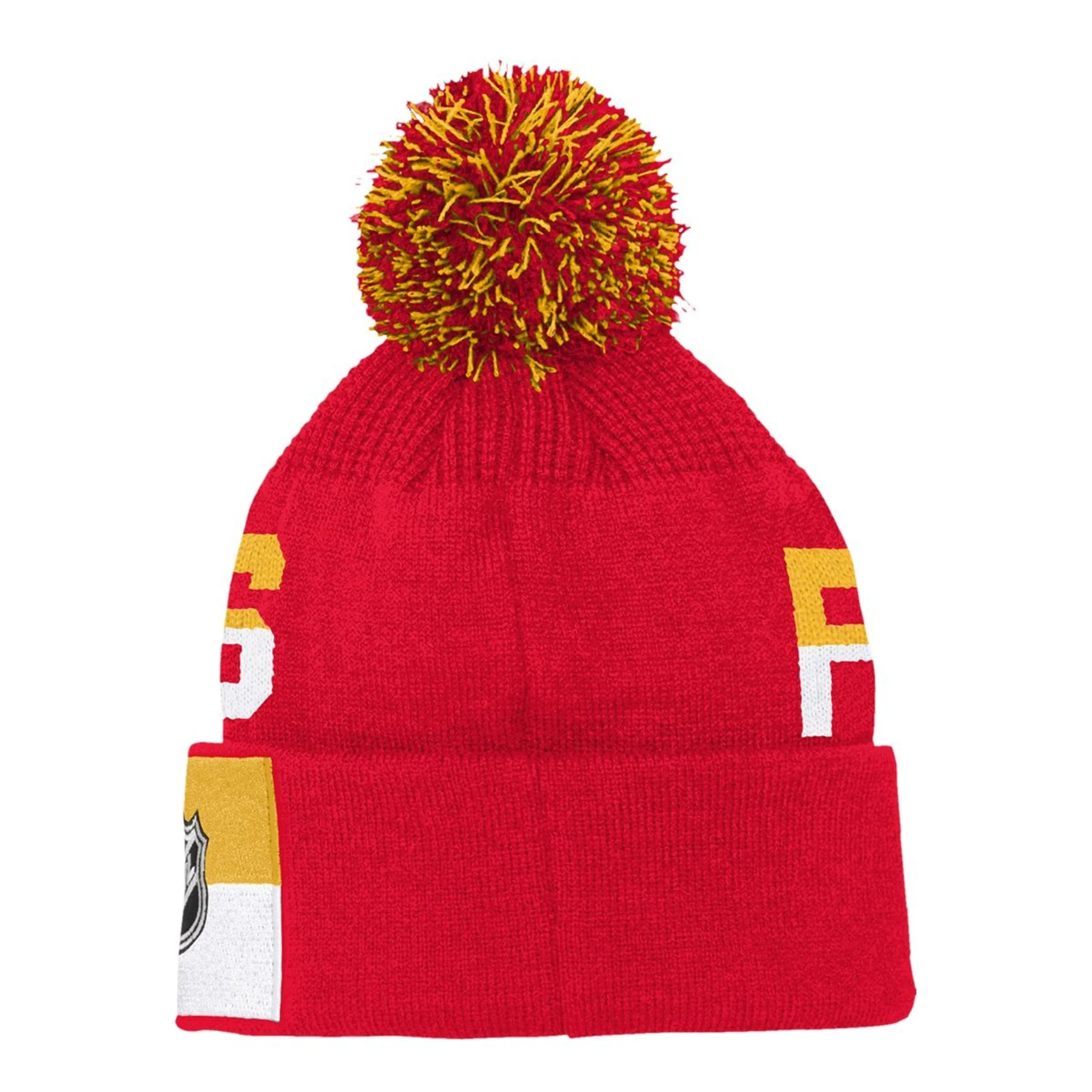 Outer Stuff NHL Jacquard Cuff Knit Pom Youth Toque - Calgary Flames