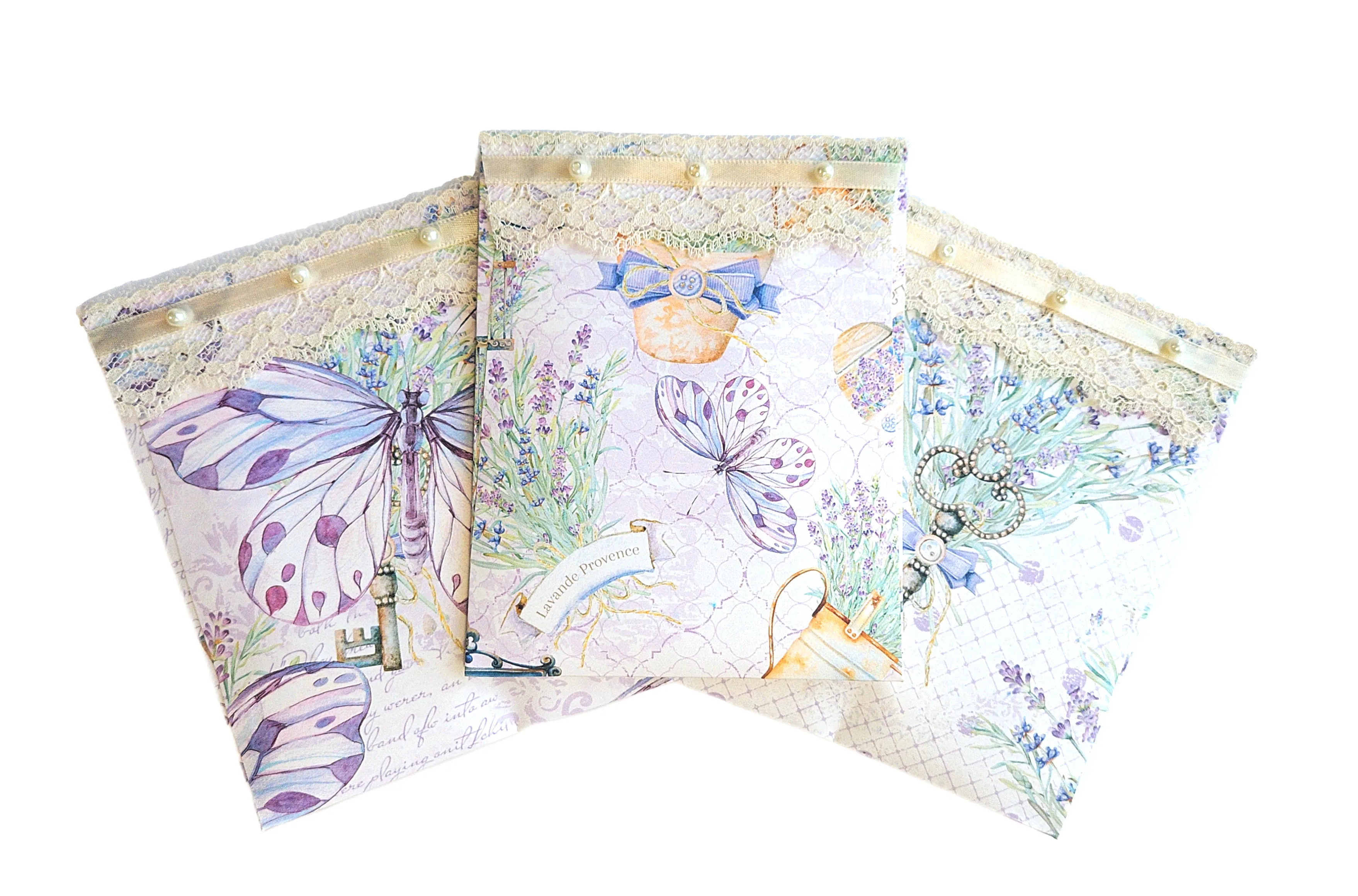 Pearls & Lace Lavender Scented Drawer, Closet & Car Sachets, Large Size 4" x 5", 3-Pack