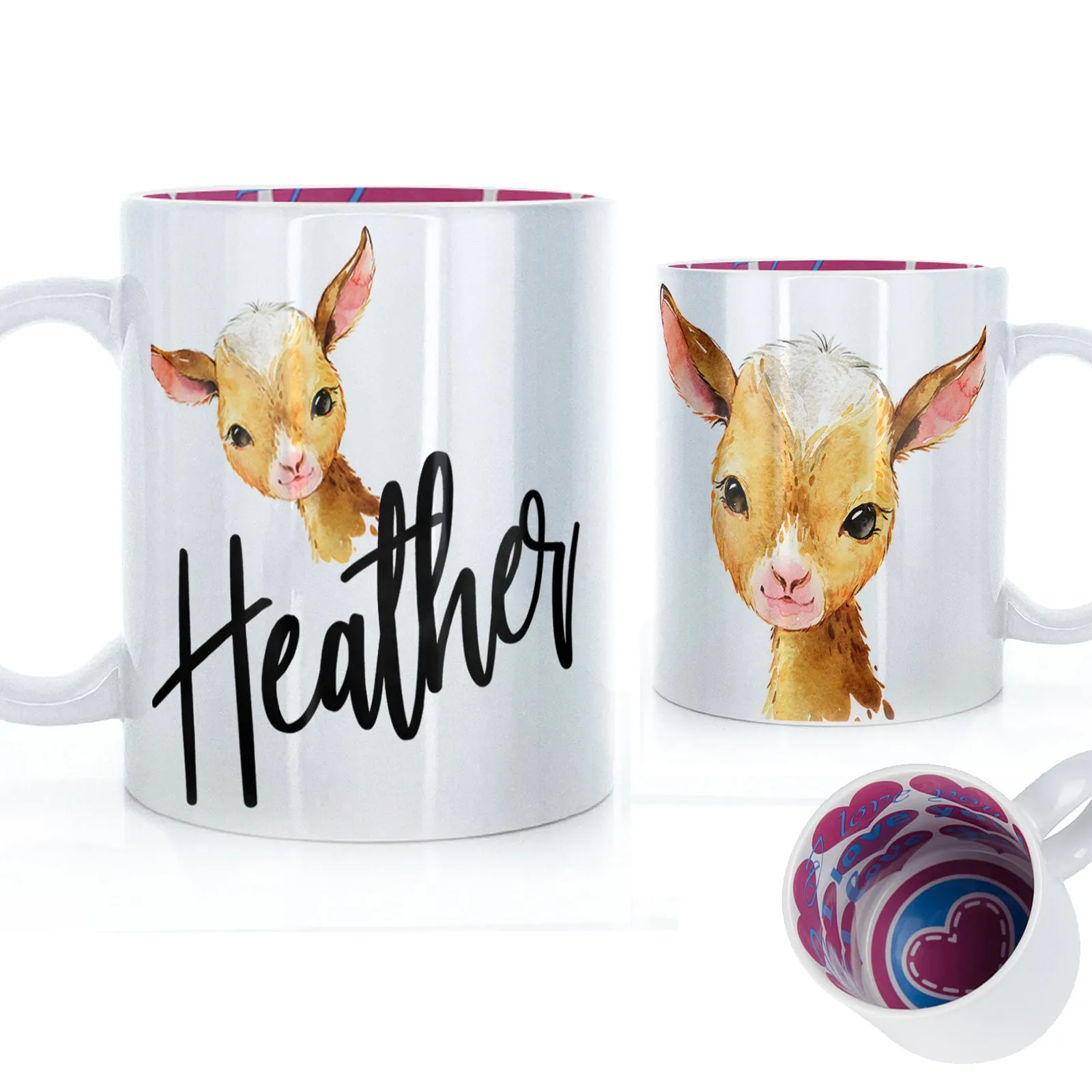 Personalised Mug with Stylish Text and Ginger Goat