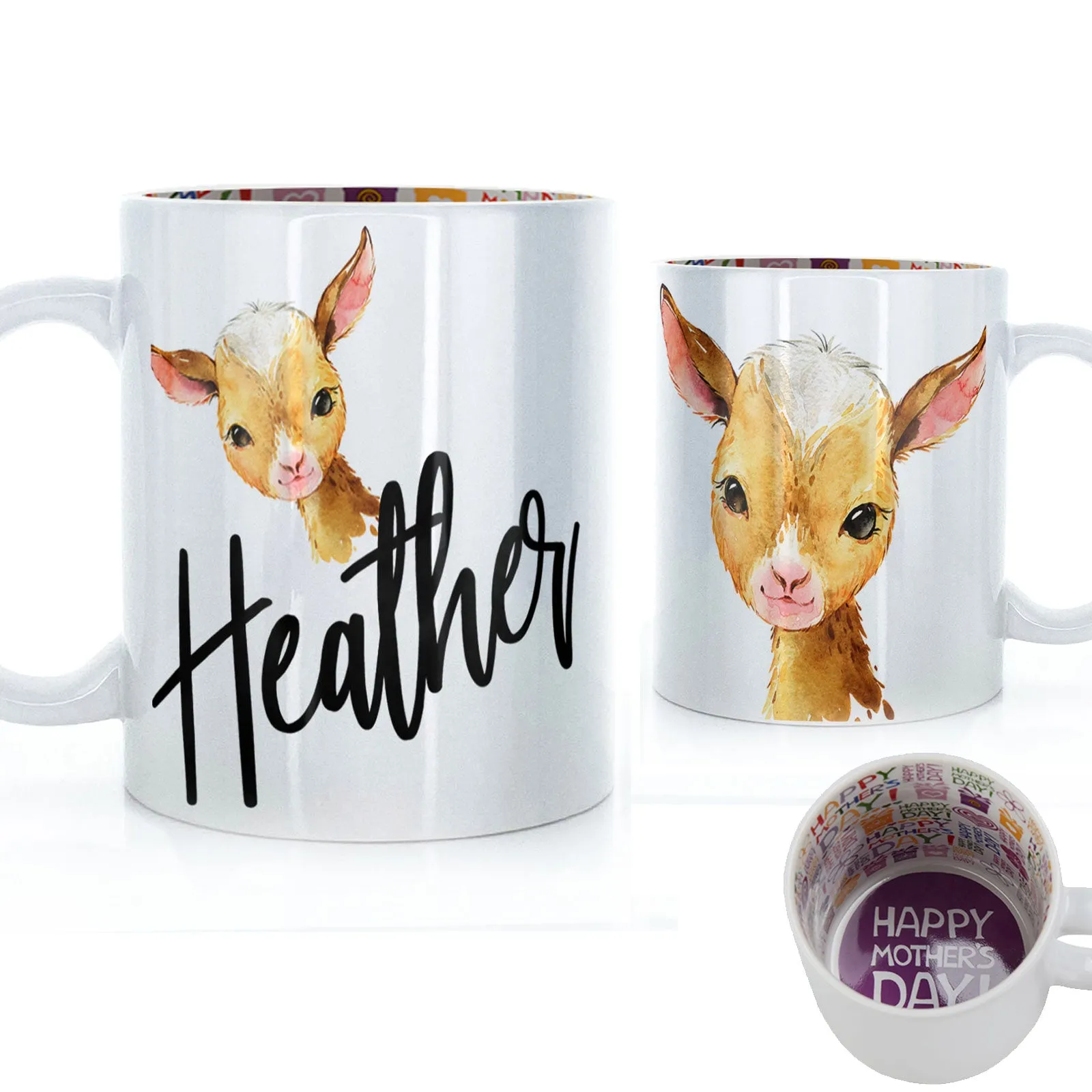 Personalised Mug with Stylish Text and Ginger Goat
