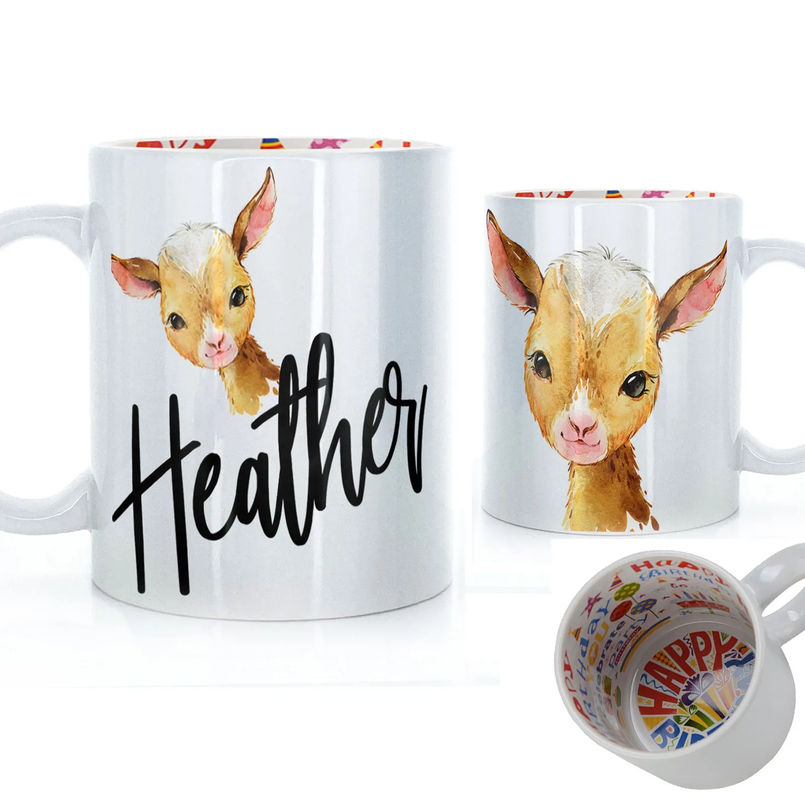 Personalised Mug with Stylish Text and Ginger Goat