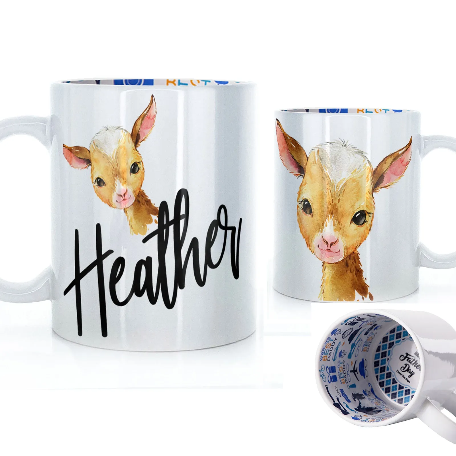 Personalised Mug with Stylish Text and Ginger Goat