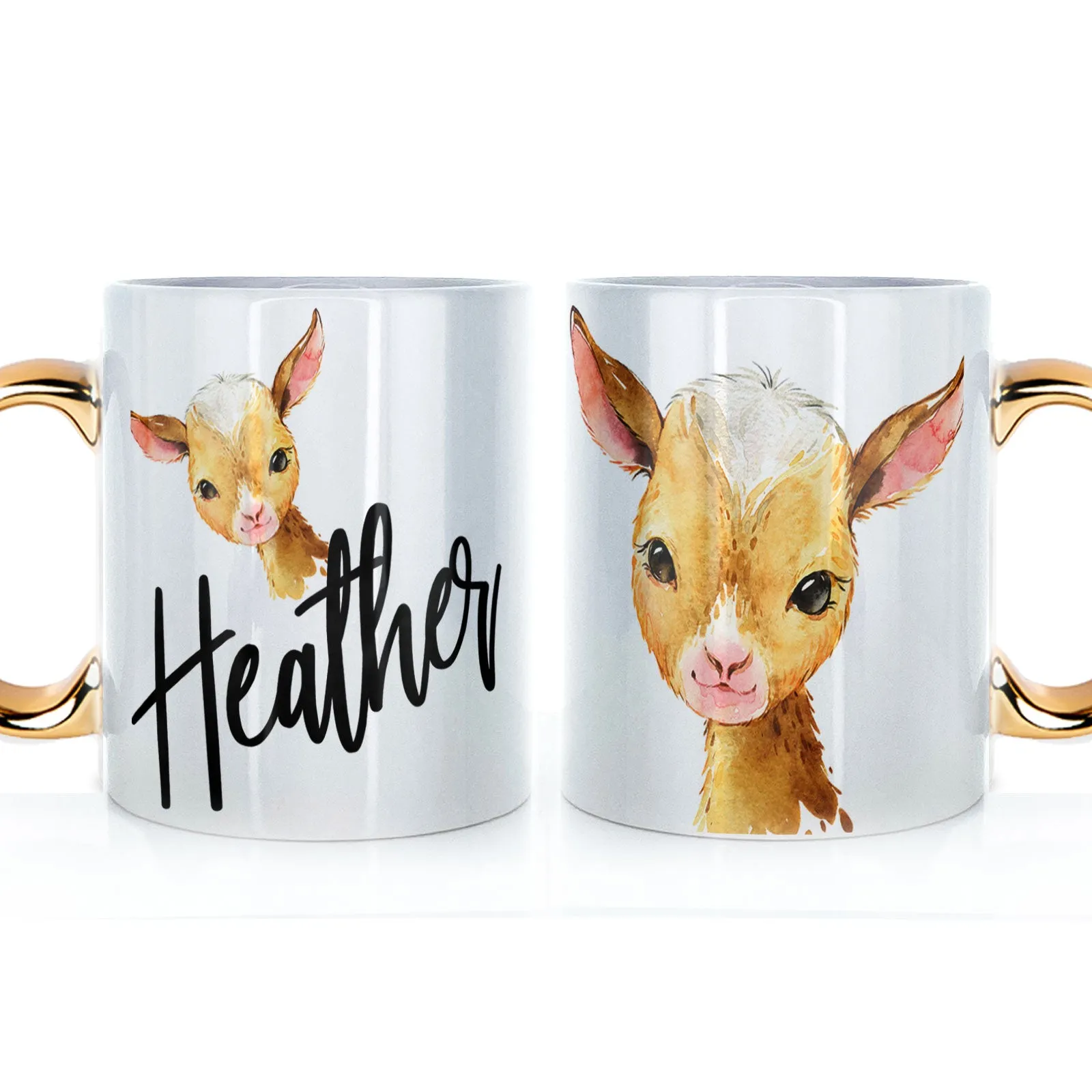 Personalised Mug with Stylish Text and Ginger Goat