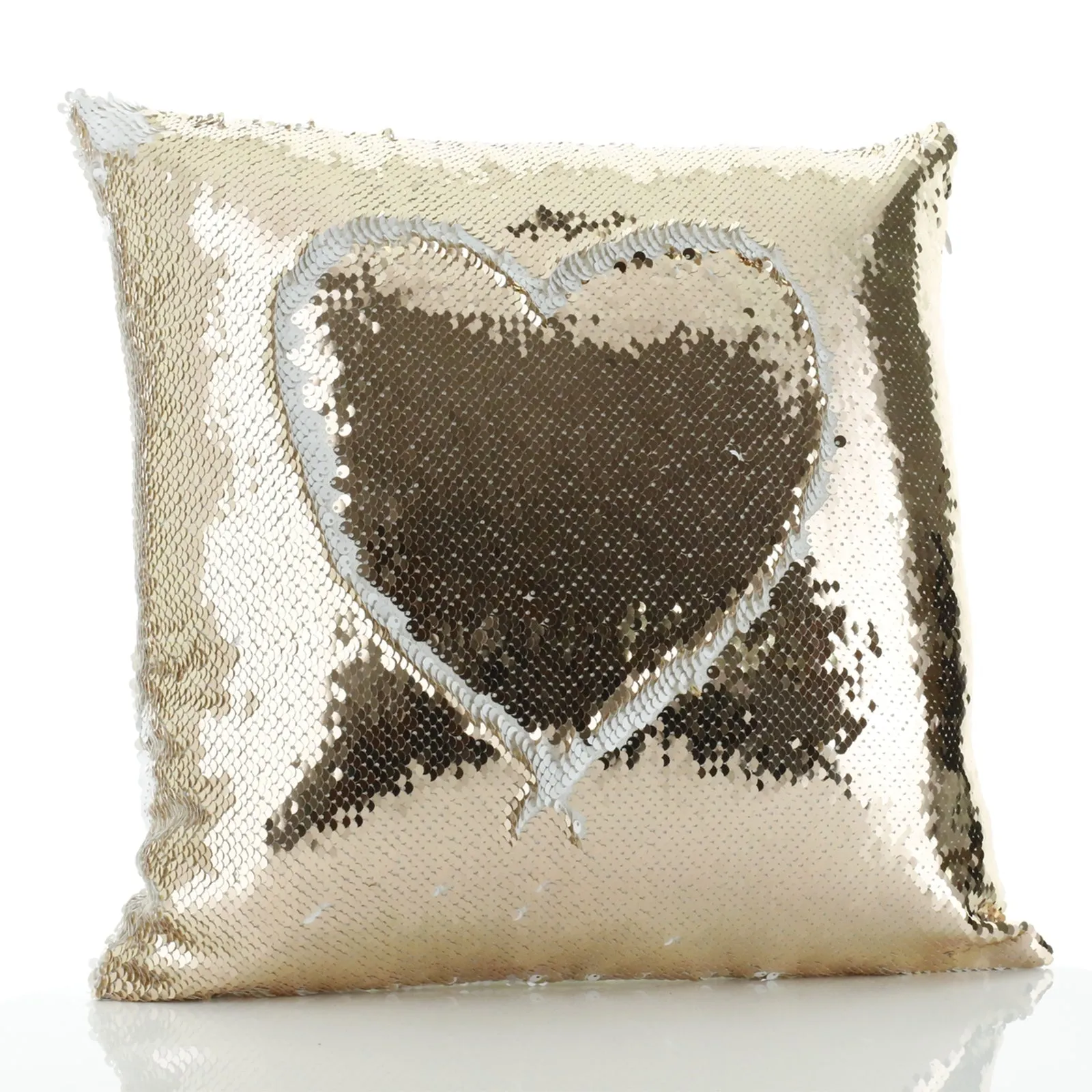 Personalised Sequin Cushion with Stylish Text and Pink Love Landscape Print