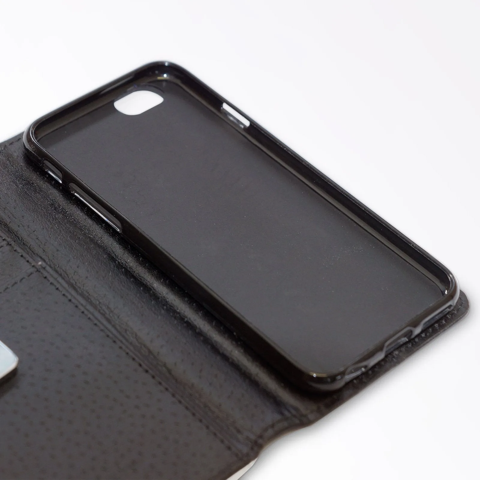 Personalised Sony Phone Leather Wallet with Pink Stylish text, Stars and Hearts on Black Marble