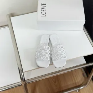 Petal Anagram Slide in White Soft Calfskin 273513