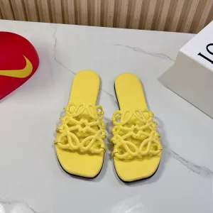 Petal Anagram Slide in Yellow Soft Calfskin 273742