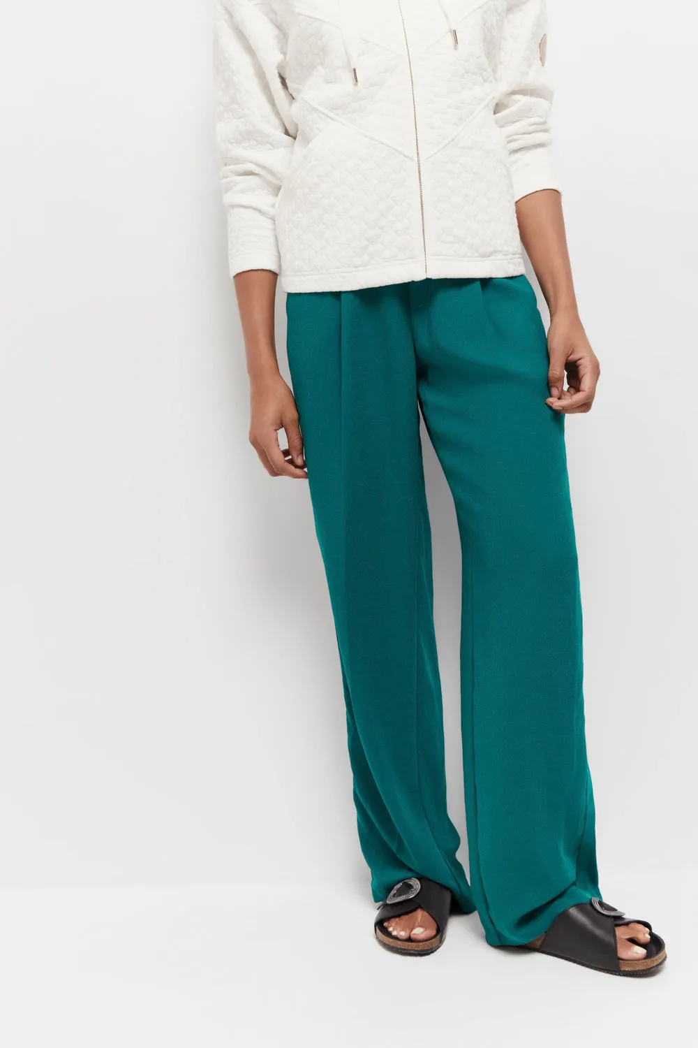 PIETRO - Pantalon de costume large jungle green recyclé